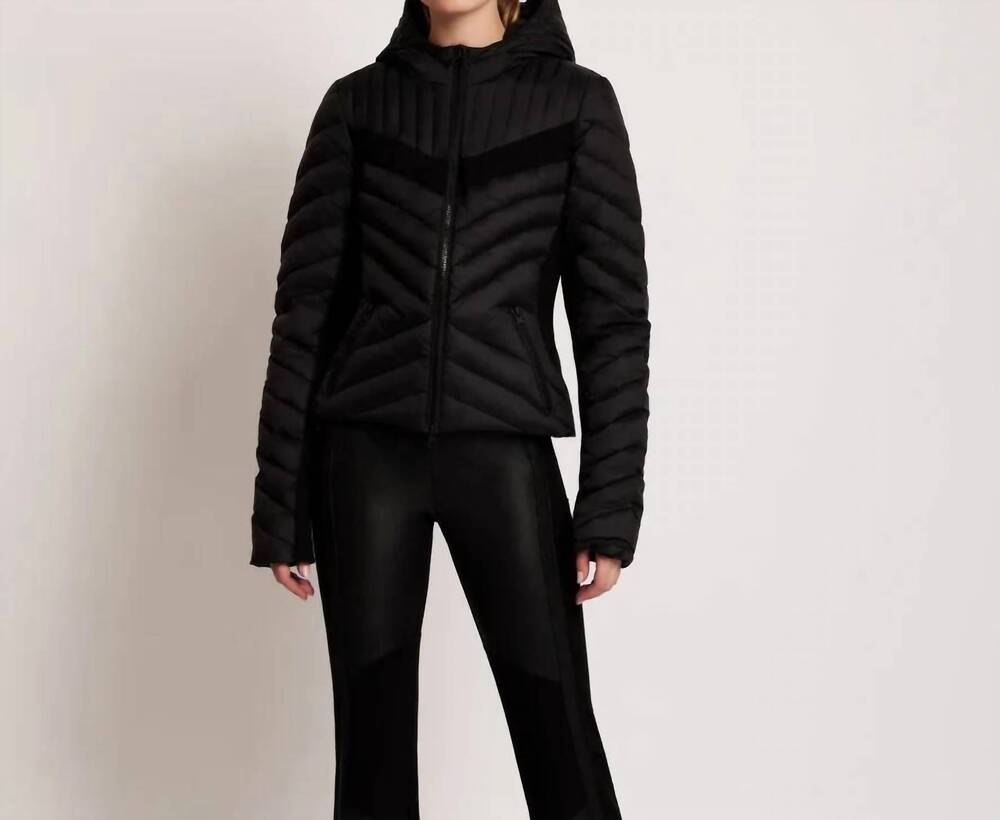 NEW BLANC NOIR chevron stripe puffer jacket in black